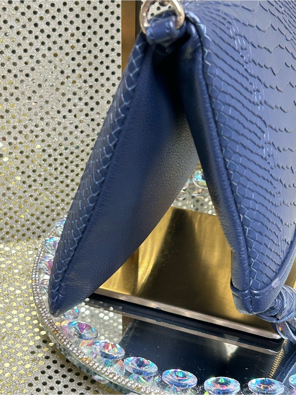 Gigi New York Rachel Foldover Embossed Crossbody Bag w/Tassel Approx. 10 x 8 - Picture 4 of 13